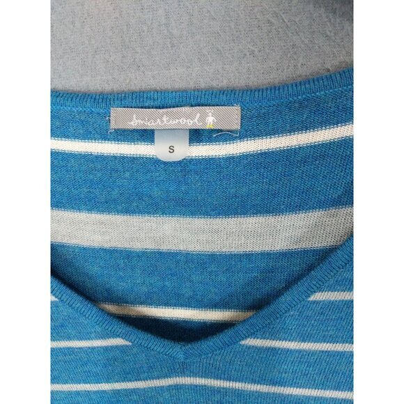 SMARTWOOL Women Sweater SZ S Split Stripe Glacial Blue Heather Base Layer Merino - Picture 5 of 8